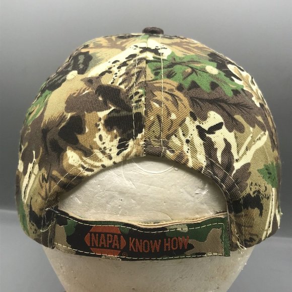 NAPA Auto Parts Outdoors Logo Camo Adjustable Trucker Baseball Strap Back Hat - Picture 4 of 8